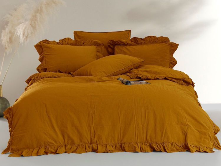 Pościel bawełniana MUSTARD/200x220(P) STONEWASHED