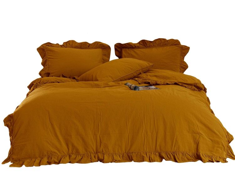 Pościel bawełniana MUSTARD/200x220(P) STONEWASHED