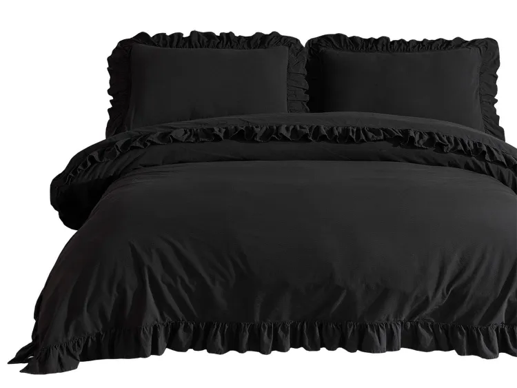 Pościel bawełniana BLACK/200x220(P) STONEWASHED