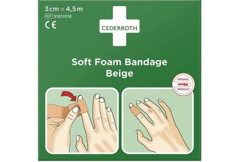 Bandaż z pianki Cederroth Soft Foam Bandage Beige, 3 cmx450cm