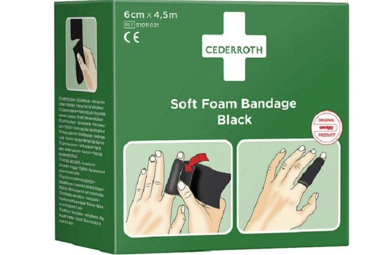 Bandaż z pianki Cederroth Soft Foam Bandage Black, 6 cmx450cm