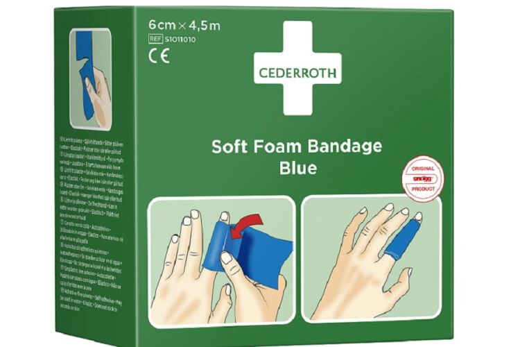 Bandaż z pianki Cederroth Soft Foam Bandage Blue, 6 cm x 450cm