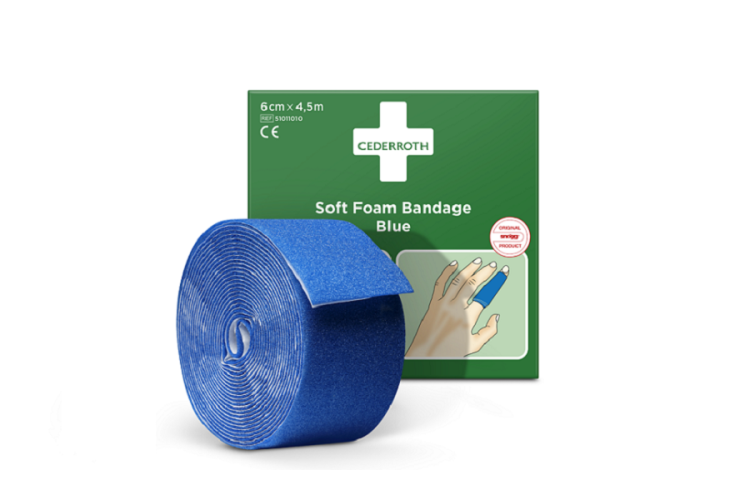 Bandaż z pianki Cederroth Soft Foam Bandage Blue, 6 cm x 450cm