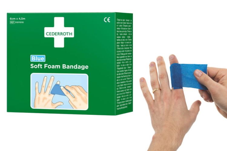 Bandaż z pianki Cederroth Soft Foam Bandage Blue, 6 cm x 450cm