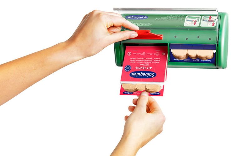 Dozownik na plastry Cederroth Salvequick Dispenser (pusty), pasujące wkłady: plastry salvequick - refills