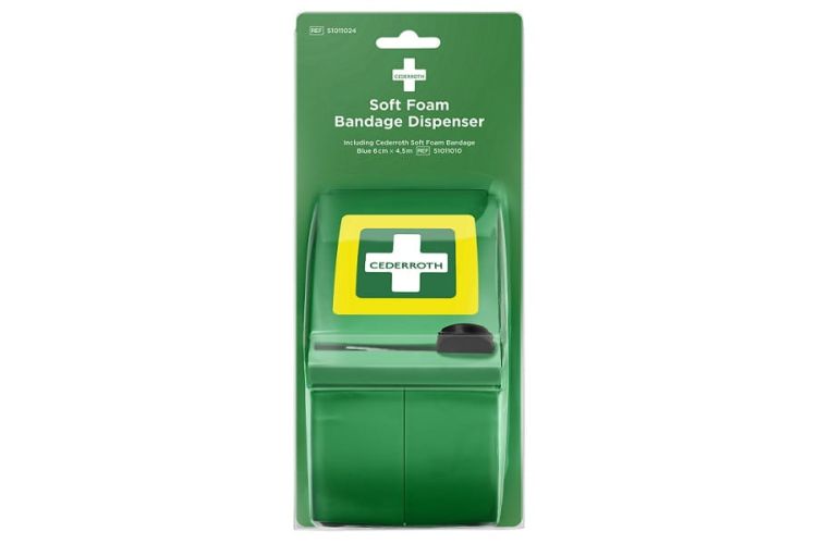 Dozownik plastra Soft NEXT z bandażem z pianki Cederroth Soft Foam Bandage Blue, 6 cmx450cm