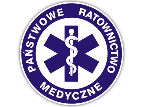 Naklejka PAŃSTWOWE RATOWNICTWO MEDYCZNE na szybę 8 cm (klejona od wewnątrz)